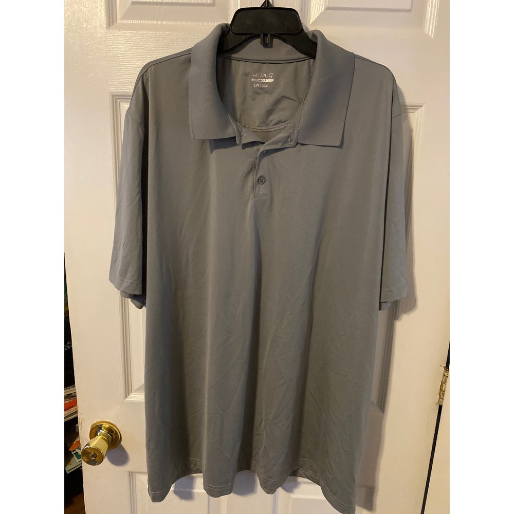 BCG Golf Mens 3XL Gray Short Sleeve Performance Polo Shirt Solid Athletic Top